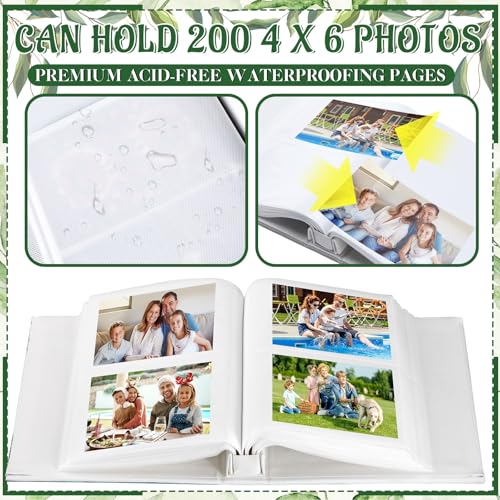 Dunzoom Family Reunion Memory Photo Album Holds 200 Pcs 4 x 6 Inch Leather Album, Tree Pattern Memory Scrapbook for Couple Gifts - style: Family Reunion