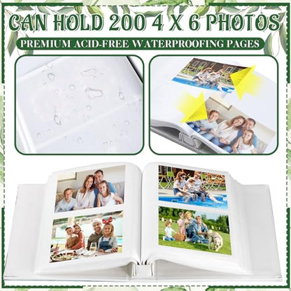 Dunzoom Family Reunion Memory Photo Album Holds 200 Pcs 4 x 6 Inch Leather Album, Tree Pattern Memory Scrapbook for Couple Gifts - style: Family Reunion