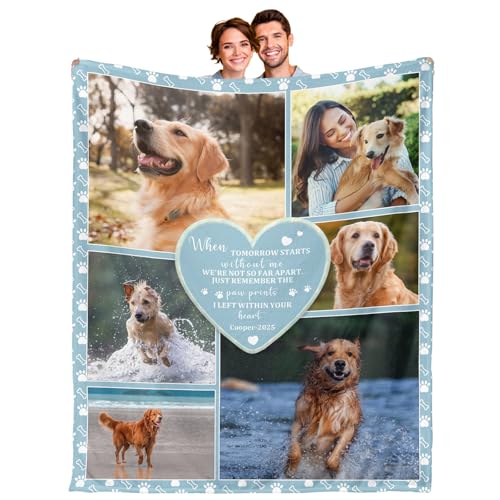 Ship Next Day, Custom Pet Memorial Blanket with Photos - Printed in USA, Personalized Pet Memorial Gifts for Dogs Cats Loss of Pet Sympathy Gift Dog Bereavement Remembrance Pet Loss Gifts - color: Style 15 - Pet