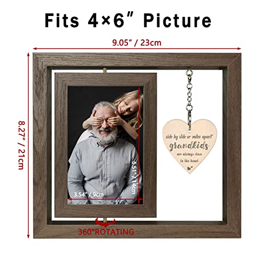 EYITUPC Rotating Wood Grandkids Photo Frame Grandchildren Grandparents Gift | Grandma Grandpa, Birthday, Christmas, Mother's Day, Father's Day, Grandparents Day, Display 2 4x6 Inch - color: Side by Side or Miles Apart - Grandkids are Always Close to the H
