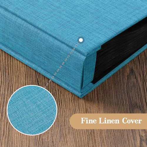 potricher Small 8x10 Photo Album, 160 Pockets, Linen Cover, Blue - color: Blue