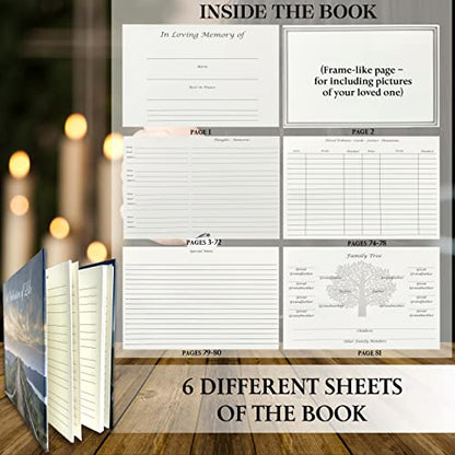 JC Classics Funeral Guest Book | Memorial Guest Book Hardcover | Guestbook for Sign in, Celebration of Life Memorial Service with Memory Table Card Sign Included (Mountain Top) - style: Mountain Top