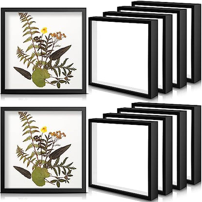 Geetery 10 Pack Shadow Box Frame 10 x 10 Inch Wood Frame Memory Display Case Bulk Shadow Boxes for Photo Flowers Memorabilia Wedding Bouquets Graduation Gift Pins Tickets Wall Awards Shell Decor