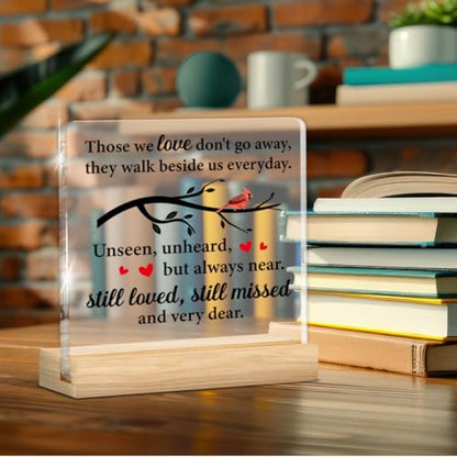 Sympathy Condolence Grieving Keepsake Memorial Gifts for Loss of Mom Dad | in Memory of Loved One Gifts, Those We Love Don't Go Away Acrylic Plaque Sign - color: Sympathy-b