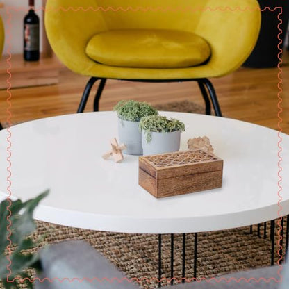 Mela Artisans Trellis Mango Wood Storage Box - Medium Burnt, 7.5 in - color: Medium Burnt, size: Medium