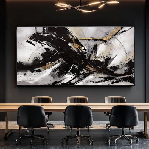 Kureful Abstract Black Wall Art, 29'x58', Canvas on Wood Frame, Graffiti Style, Lightweight, Easy to Hang, Perfect for Living Room, Bedroom, Office - color: Abstract Black, size: 58"L x 29"W