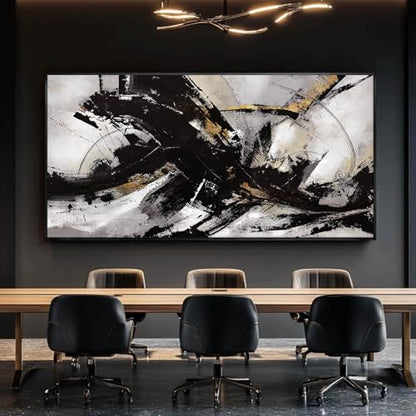 Kureful Abstract Black Wall Art, 29'x58', Canvas on Wood Frame, Graffiti Style, Lightweight, Easy to Hang, Perfect for Living Room, Bedroom, Office - color: Abstract Black, size: 58"L x 29"W