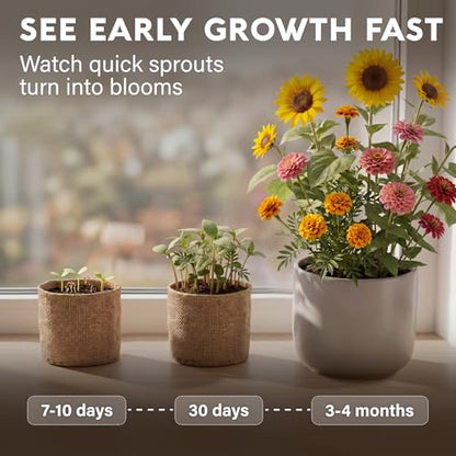 AVERGO Flower Seeds Growing Kit - Complete Indoor Plant Set | Complete Indoor & Outdoor Kit with Seeds for Planting, Planters, Soil, Tools, Instructions