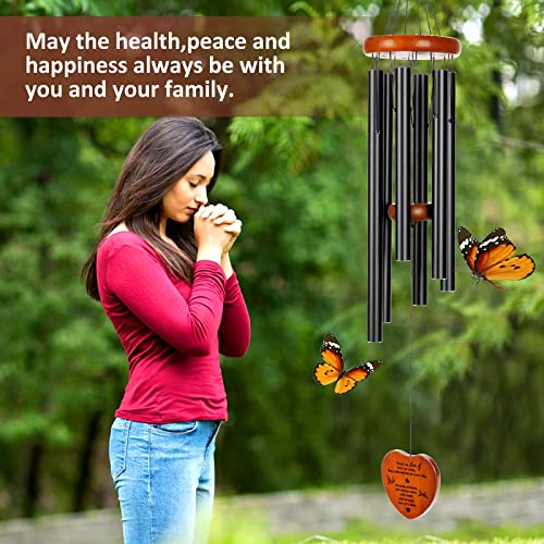 32 Inch Memorial Wind Chimes for Outside, Black Aluminium Chime - size: 32"