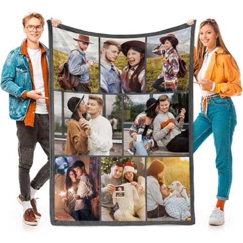 Printwoo Custom Blanket with Picture Text Customized Thow Blanket Personalized Blankets Customize Gifts for Mom Dad Couple Girlfriend Boyfriend Wife Husband - color: 8 Photo-1