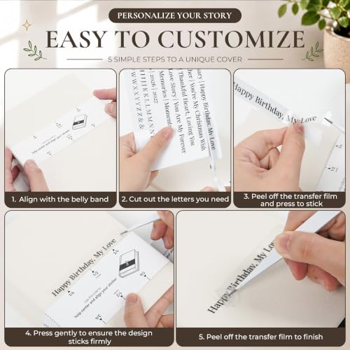Vienrose 4x6 Couples Photo Album 52 Pockets DIY Custom Cover Beige | fabric cover photo book, acid free inner pages, couple themed crystal stickers, small slip in photo album - color: Romantic Couple, size: 52 Pockets