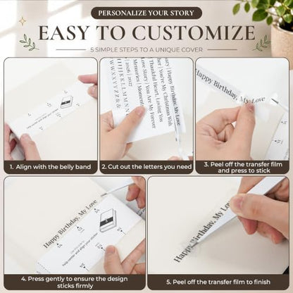 Vienrose 4x6 Couples Photo Album 52 Pockets DIY Custom Cover Beige | fabric cover photo book, acid free inner pages, couple themed crystal stickers, small slip in photo album - color: Romantic Couple, size: 52 Pockets