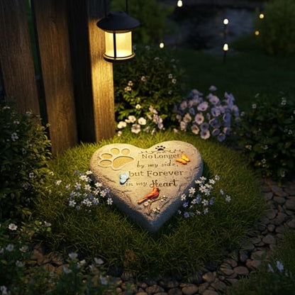 Dog Memorial Stone Pet Loss Sympathy Gift 10 inch | Pet Grave Markers with Paw Print Cardinal & Butterfly Dog Bereavement Gifts Heart-Shaped Doggy Passing Away Gifts