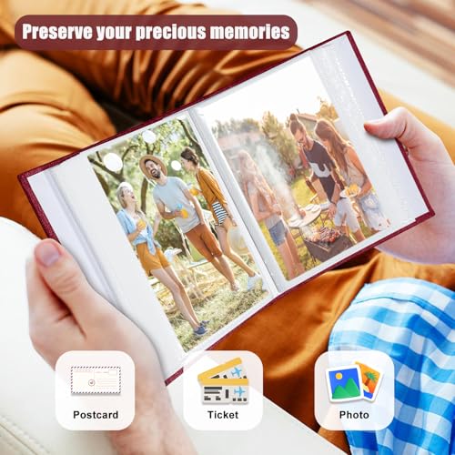 Photo Album 4x6 100 Pockets, Linen Cover Top Loader Vertical, Slip-in Picture Red Pockets Albums for Wedding, Family, Anniversary, Baby, Vacation - color: Red, size: 100 Pockets