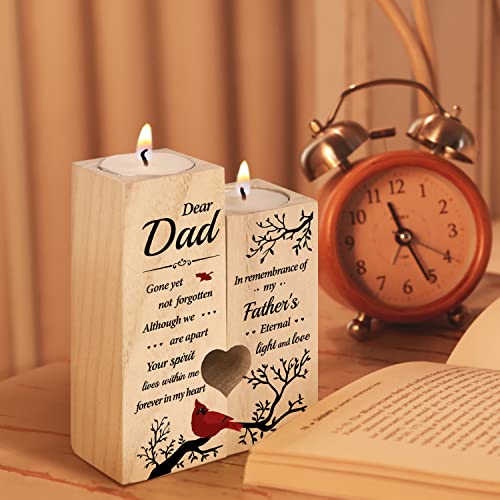 SteadStyle Memorial Gifts for Loss of Dad, Memorial Cardinal Candlestick | Loss of Father Sympathy Gift, Dad Bereavement Gift, In Memory of Dad, Wooden Candlestick Holders for Loss of Dads - style: Dad