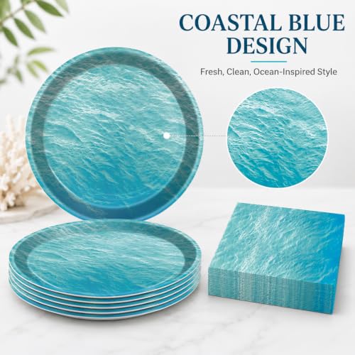 40 Pcs Ocean Sea Plates and Napkins Set, Large 9 Inch Blue Party Plates - color: Ocean Sea