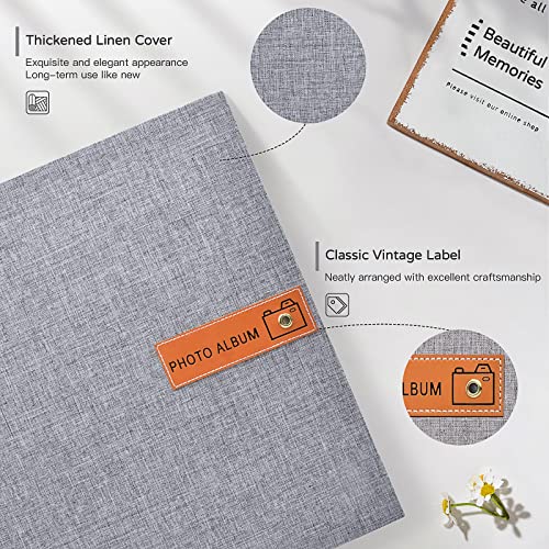 Popotop Large Photo Album Self Adhesive 4x6 5x7 8x10 Scrapbook Album DIY Picture Book,Gifts for Mom,Family Baby and Wedding,with Metal Pen and Plastic Board - color: Grey, size: 11.5"x10.6"60pages