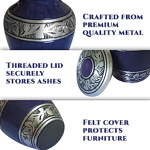Brass Small Keepsake Cremation Urns for Human Ashes Adult with Velvet Bag - color: Purple, size: 1 Pcs Small