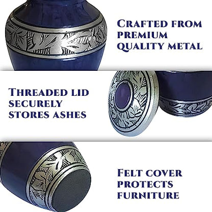 Brass Small Keepsake Cremation Urns for Human Ashes Adult with Velvet Bag - color: Purple, size: 1 Pcs Small