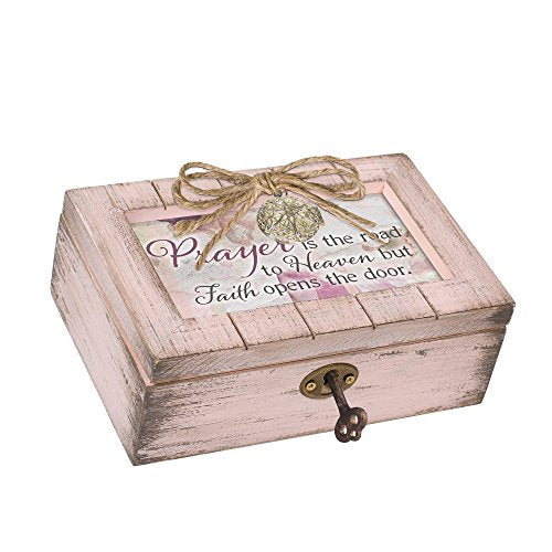 Cottage Garden Prayer to Heaven Blush Pink Distressed Locket Petite Music Box Plays Amazing Grace