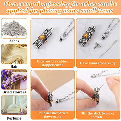 Jexine 10 Pcs Urn Necklace Cremation Jewelry for Men - color: Champagne