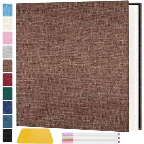Zesthouse Photo Album Self Adhesive Pages, 60 Pages Magnetic Scrapbook Albums with Sticky Page, Photos Album Holds 8x10 & 5X7 & 4x6 & 6x8 & 3x5, Large Picture Book Ideal Gift for Family Wedding Baby - color: Coffee, size: 11"x10.6"/White 60 Pages