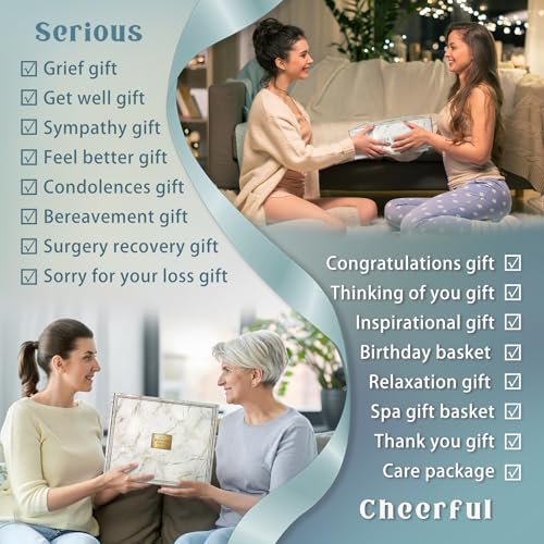 AHAGIFTREE Birthday Gifts for Women Self Care Gifts Get Well Soon Gifts Baskets with Moon lamp for Women After Surgery,11PC Spa,Thinking of You Gift, Care Package for Mom Friend (Turquoise) - color: Turquoise