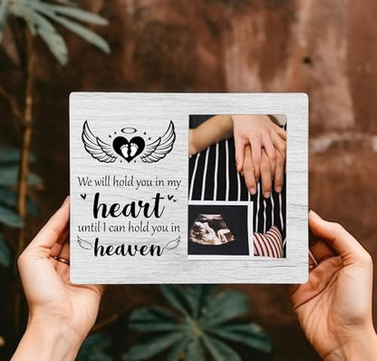 Baby Memorial Picture Frame, We Will Hold You in My Heart Remembrance Wooden Photo Frame Gifts for Loss of Baby, 4x6 inch Photo - style: Baby Memorial