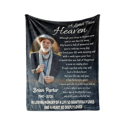 Vsmoedb Custom Memorial Blanket with Pictures for Loss of Loved One - color: Select12