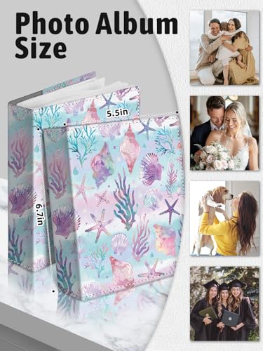 Photo Album 4x6, Small Picture Book Ocean Seashell Starfish Conch - color: Ocean Creatures