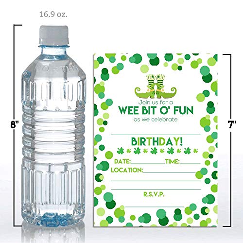 Amanda Creation Wee Bit O' Fun St. Patrick's Day Themed Birthday Party Fill In Invitations set of 20 with envelopes - style: Wee Bit O' Fun