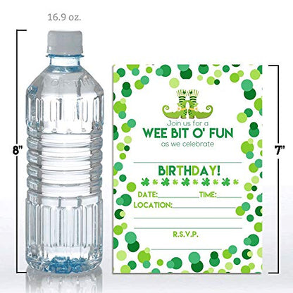 Amanda Creation Wee Bit O' Fun St. Patrick's Day Themed Birthday Party Fill In Invitations set of 20 with envelopes - style: Wee Bit O' Fun