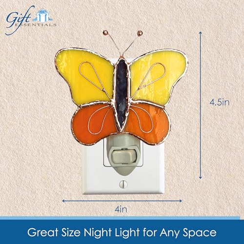 Gift Essentials Yellow Butterfly Plug-in Night Light - Stained Glass | Yellow Butterfly Stained Glass Plug-in Nightlight with On/Off Rocker Switch. Includes One 4-Watt Replaceable Warm-Glow Bulb. - color: Yellow Butterfly