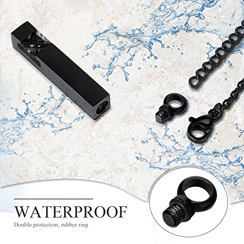 MTLEE 3 Pieces Cremation Urn Necklace for Ashes Vertical Bar Zircon, Heart Crystal Necklace Urn Stainless Steel Waterproof Memorial Pendant - color: Black Zircon