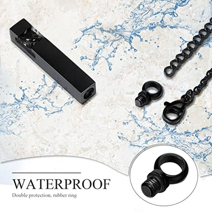 MTLEE 3 Pieces Cremation Urn Necklace for Ashes Vertical Bar Zircon, Heart Crystal Necklace Urn Stainless Steel Waterproof Memorial Pendant - color: Black Zircon