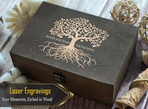 Personalized Name Gifts in Memory of Loved Tree of Life - Custom Engraved Keepsake Box for Cherished Memories & Tributes