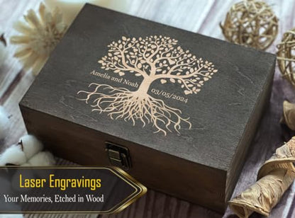 Personalized Name Gifts in Memory of Loved Tree of Life - Custom Engraved Keepsake Box for Cherished Memories & Tributes