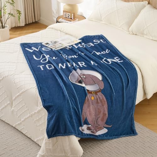 Thinking of You Gifts for Women Men – Get Well Blanket 50x60 Inch, Navy Flannel Comfort Blanket, Sympathy Throw for After Surgery, Chemo, Illness, Recovery - color: Get Well-dog