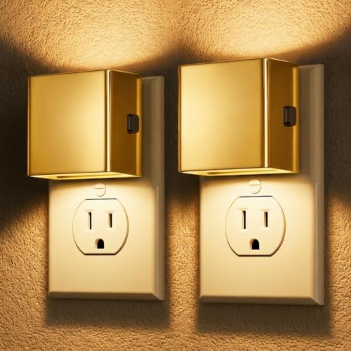 DORESshop Night Lights Plug into Wall,Plug in Night Light,Gold NightLight | 3 Level Brightness Adjustable Night Light,Dusk to Dawn Sensor,Night light for Adult Bedroom Bathroom Hallway,3000K Soft White - color: Gold