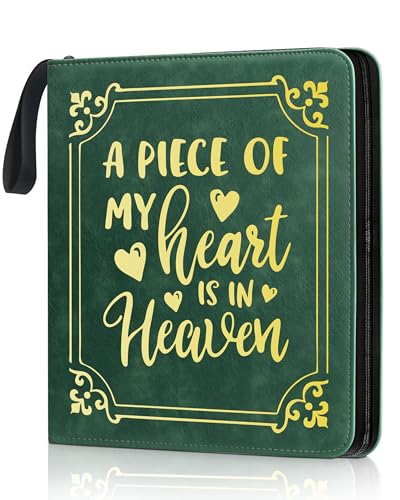 Memorial Photo Album 4x6 100 Photos, Leather Memory DIY Scrapbook with 25 Sheets and 20 Blank Kraft Sheets, Sympathy and Bereavement Gift for Loss of Loved One Condolences Gifts - color: Green