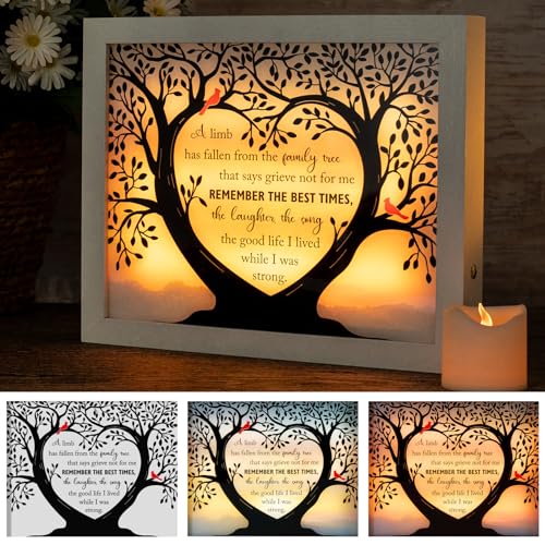 Sympathy Gift LED Memorial Shadow Box Memorial Gifts for Loss of Loved One Mother Mom Dad Father, in Memory of Loved One Gifts - size: Family Tree White