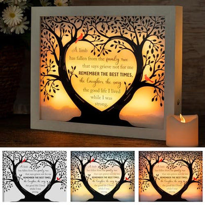 Sympathy Gift LED Memorial Shadow Box Memorial Gifts for Loss of Loved One Mother Mom Dad Father, in Memory of Loved One Gifts - size: Family Tree White