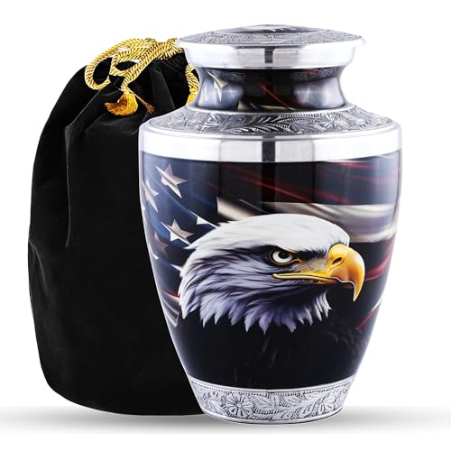 Majestic Eagle Funeral Urn for Human Ashes – Handcrafted Patriotic Tribute for Men or Women by Urns of Dignity (UOD-AMERICANEAGLE25L, Adult)