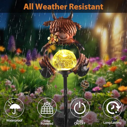 2 Pack Solar Highland Cow Garden Stake Lights for Outside Waterproof - color: Brown-2 Pack