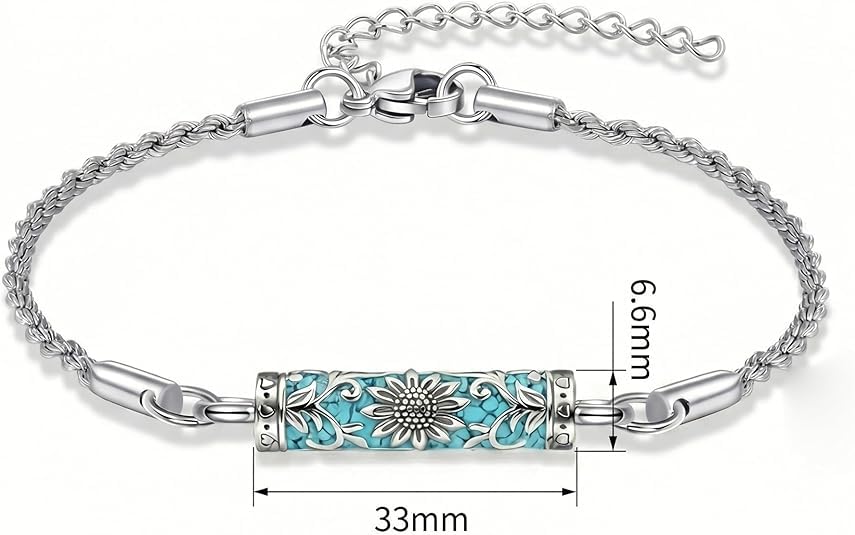 Urn Bracelet for Ashes Tree of Life/Turquoise/Sunflower Cremation Bracelet for Women