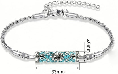 Urn Bracelet for Ashes Tree of Life/Turquoise/Sunflower Cremation Bracelet for Women