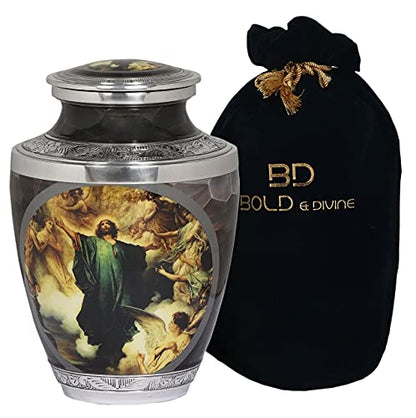 BOLD & DIVINE Love of Jesus Cremation Urn |Human Ashes Adult Memorial urn, Burial, Funeral Cremation Urns | 200 Cubic Inches, Adult/Large. - color: Love of Jesus