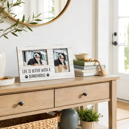 Bernedoodle Gifts Double Picture Frame 4x6, Dog Two Photo Frame - color: color-11