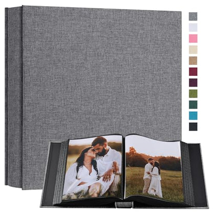 potricher Small 8x10 Photo Album, 160 Pockets, Linen Cover, Grey - color: Grey