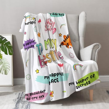 Bestie Blanket Gifts for Women Girls to My Bestie Unique Friend Best Friendship Sister Soft Throws Cozy Bed Couch Plush Birthday Christmas Lightweight Blanket 50"x60" - color: Bestie, size: 50"x60"